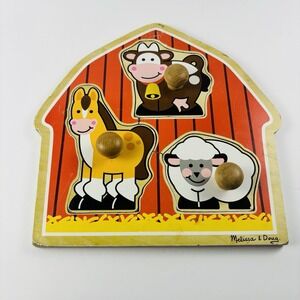 Melissa & Doug Barnyard Animals Jumbo Knob Wooden Puzzle Toy Educational 1+ Year